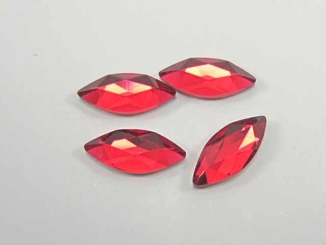 6pcs. MARQUISE 14X6mm SCARLET STAR BRIGHT FLATBACK Rhinestones